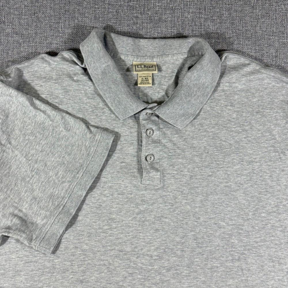 VTG L.L. Bean Polo Shirt Mens XL Gray Pima Cotton Short Sleeve Casual Preppy